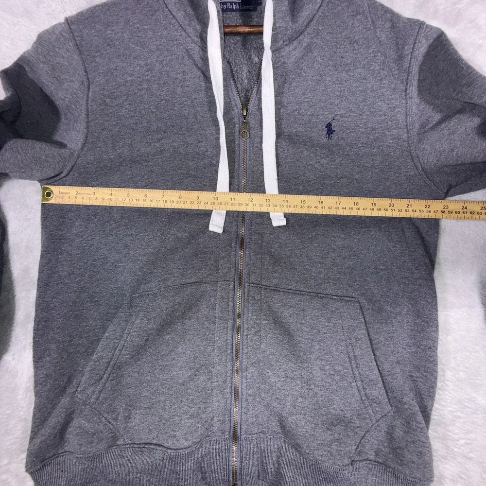 Polo Ralph Lauren Mens Hoodie Large Grey Full Zip Pony Logo Streetwear Classic